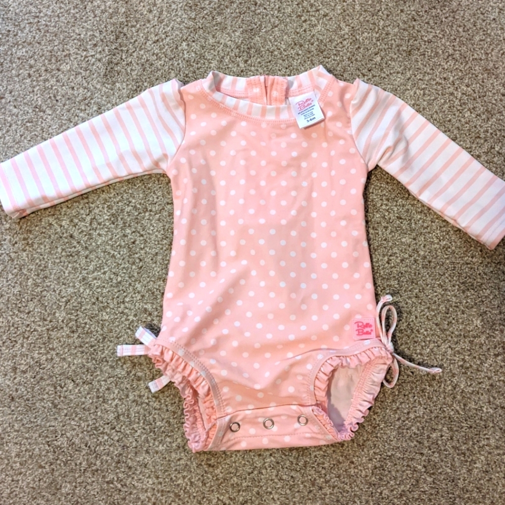 Pink and white one piece Ruffle Butts Swimwear Size 3-6 months
